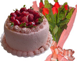 Roses - Special Offer: Meringue Cake + 12 Roses Bouquet