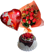 Bouquets - Special Offer: Cake + Flowers + Balloon