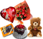 Bouquets - Sincerity: Cake + Flowers + Teddy + Balloon + Chocolates