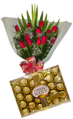 Roses - 12 Rose Bouquet Package + Chocolate