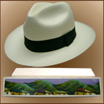 Geschenkpaket: Panamahut Montecristi (13-14) + personalisierte Hutschachtel aus Balsaholz