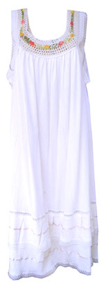 Vestido Blanco con Doble Encaje