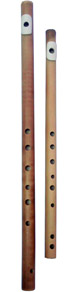 Par de flautas traversas de bamb con boquilla de hueso