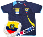 Camiseta alternativa de la Seleccin, Mini Banderin y Stickers Ecuador