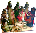 Aged cold porcelain Nativity Scene - 10 pieces