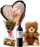 Teddy + Balloon + Chocolates + Wine + Flowers