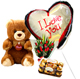 Teddy + Balloon + Chocolates + Roses Bouquet