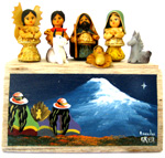 Small Nativity Scene + box painted with the logo of the company