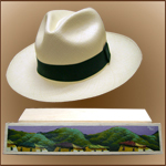Geschenkpaket: Panamahut Montecristi (11-12) + personalisierte Hutschachtel aus Balsaholz