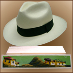 Cappello Panama Montecristi (7-8) + Scattola in legno soffice dipinta a mano 1