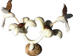 Tagua - Fleur double avec deus colibris