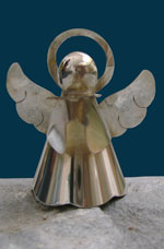 Couple of Angels with Bible bathed in Silver