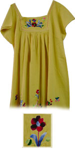Robe jaune brode